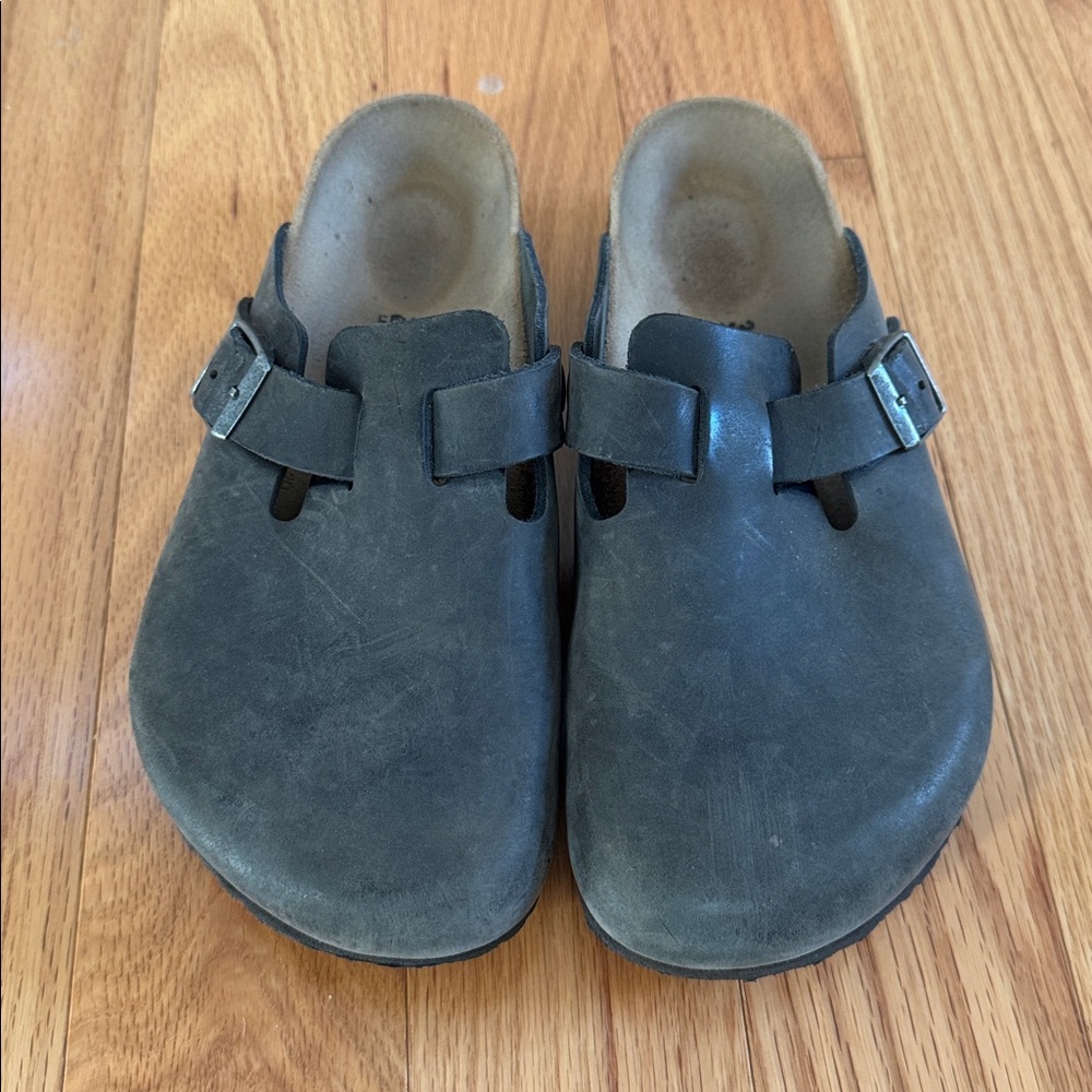Birkenstock 39 Boston Black Leather Clog